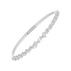 Zertifizierter 2,15 Karat SI/H Naturdiamant 18 Karat Weißgold Manschettenarmband