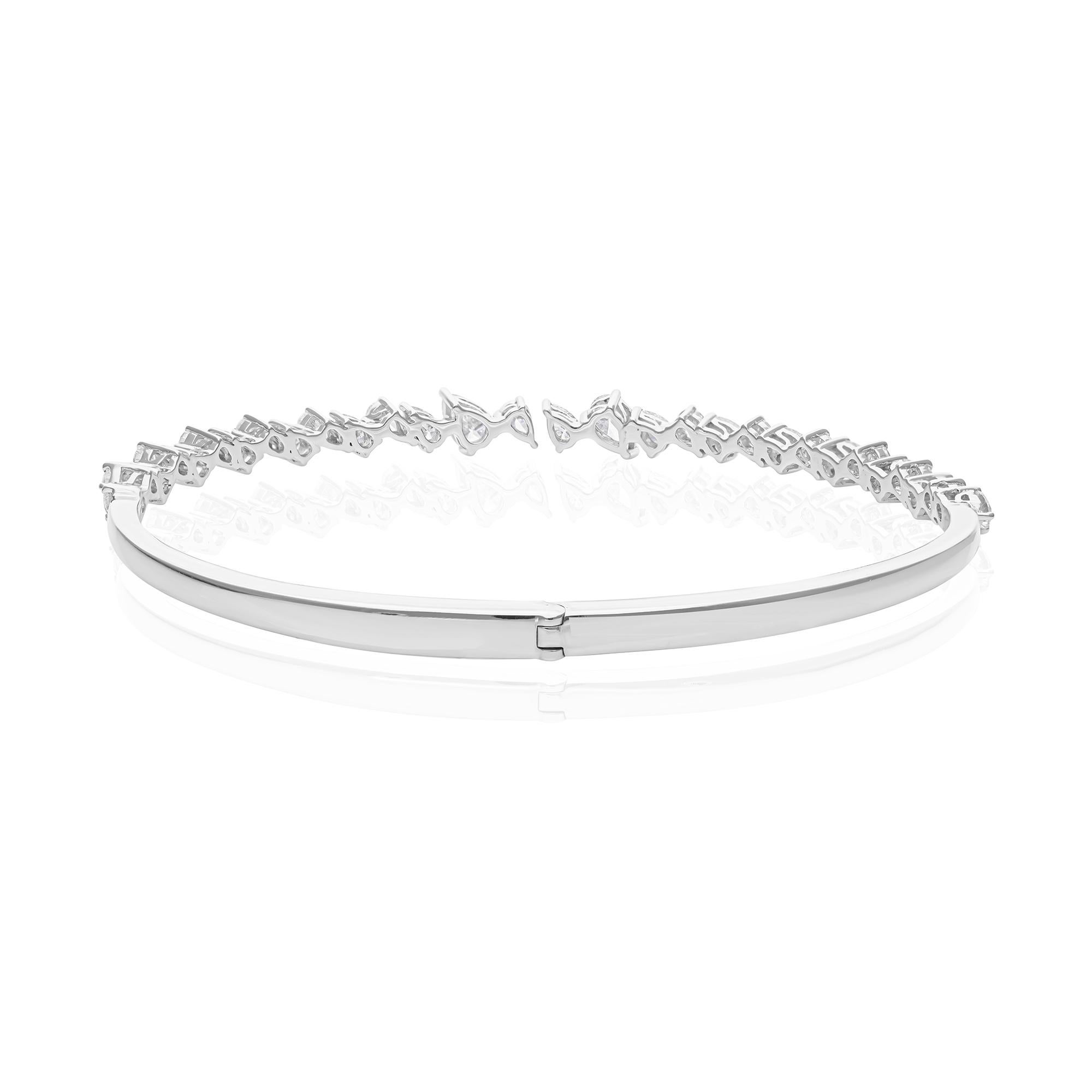 Zertifizierte 2,15 Karat SI/HI Naturdiamanten Manschettenarmband Geschenk in 14k Weißgold im Angebot 4