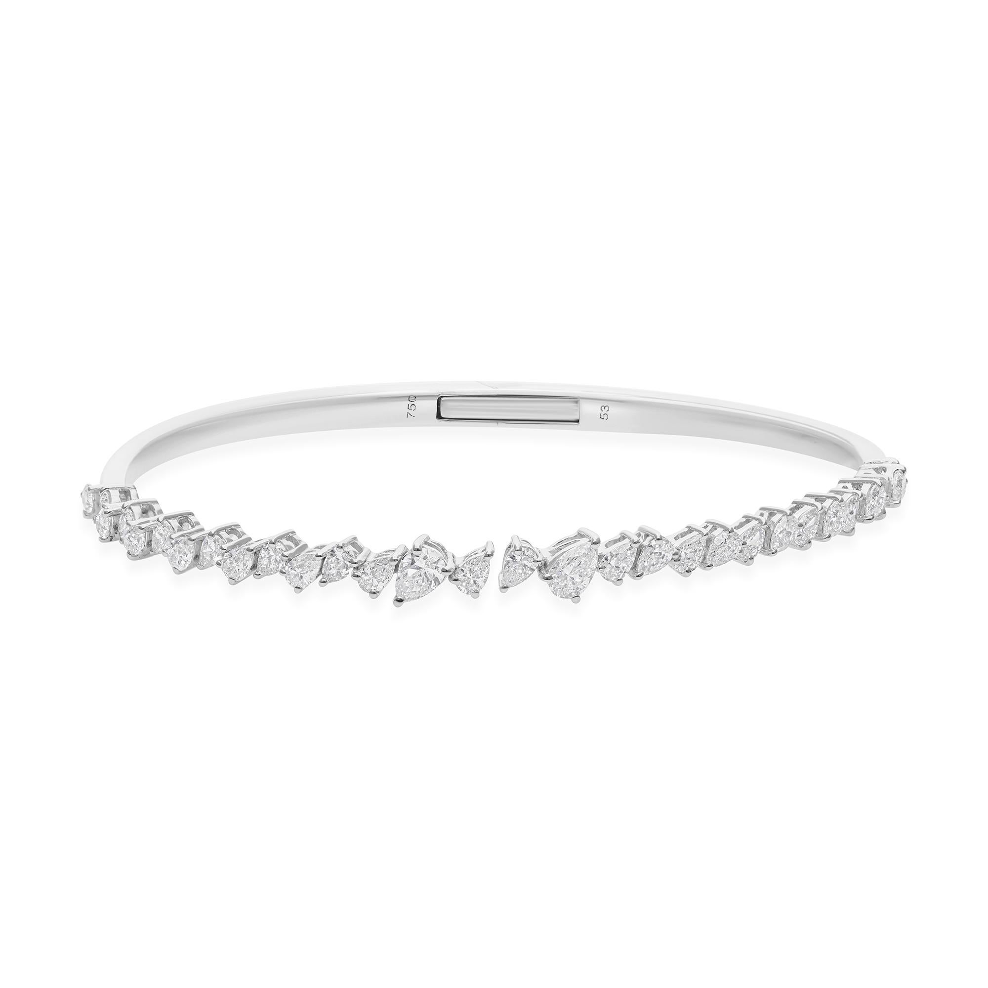 Bracelet manchette en or blanc 18 carats certifié 2,15 carats SI/HI en diamant naturel en vente 2