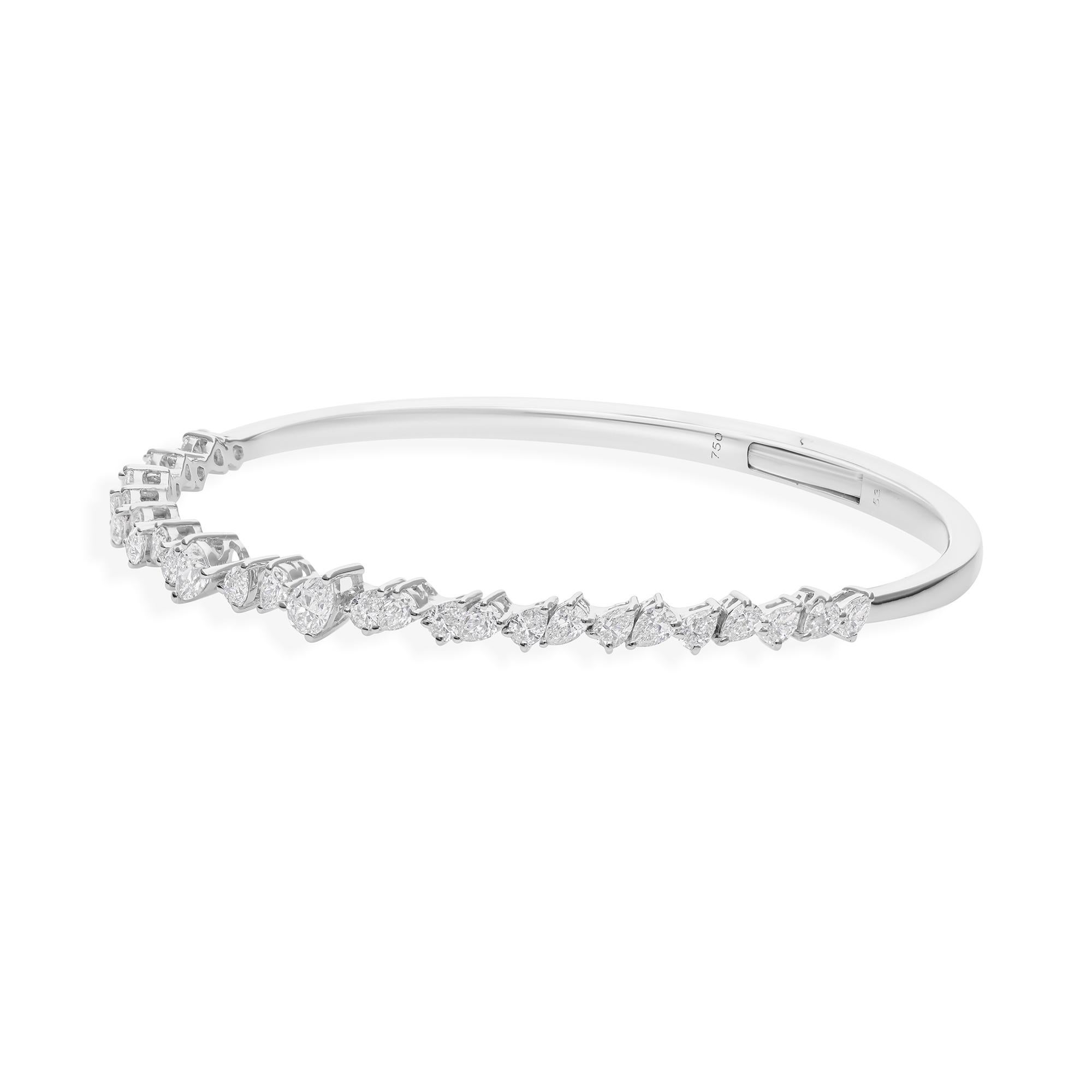 Bracelet manchette en or blanc 18 carats certifié 2,15 carats SI/HI en diamant naturel en vente 3