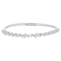 Bracelet manchette en or blanc 18 carats certifié 2,15 carats SI/HI en diamant naturel
