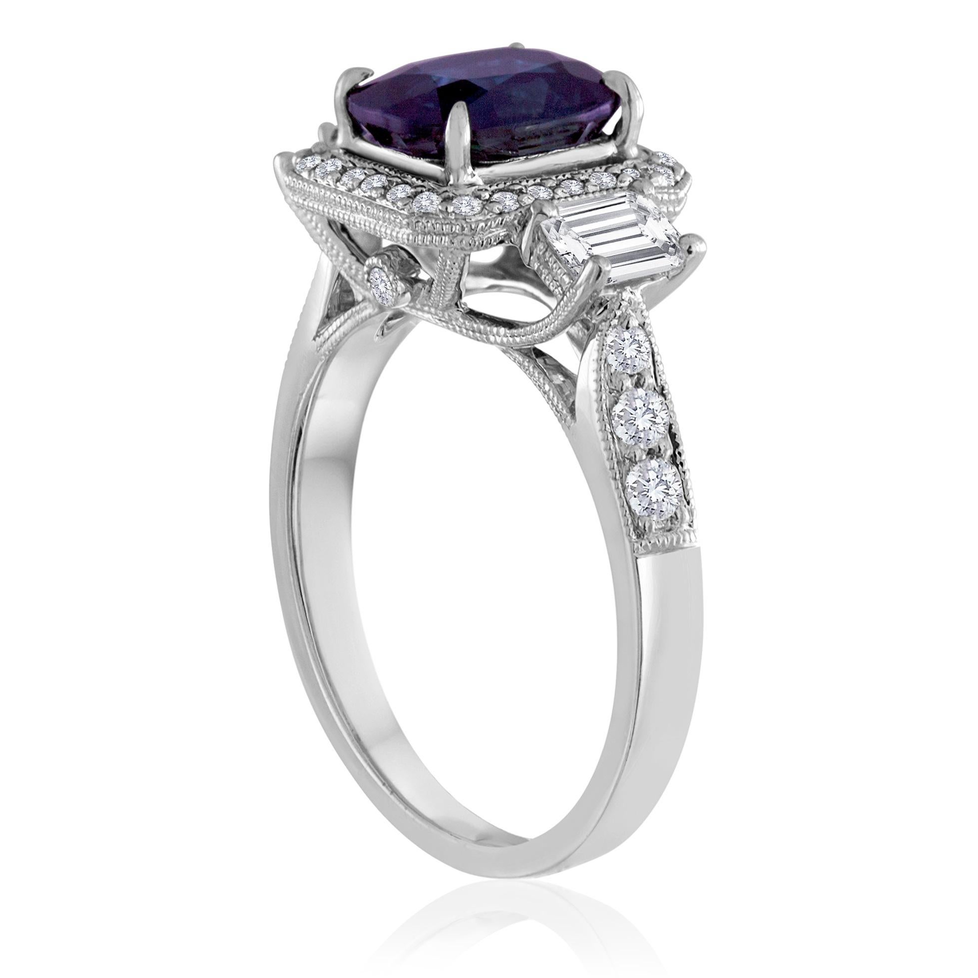 Classic Milgrain Square Halo Ring
The ring is 18K White Gold.
There are 0.89 Carats in Diamonds F/G VS/SI
The center stone is 2.16 Carat Oval Blue Sapphire
The sapphire has NO HEAT and is certified by LAPIS.
The ring is a size 6.25, sizable.
The