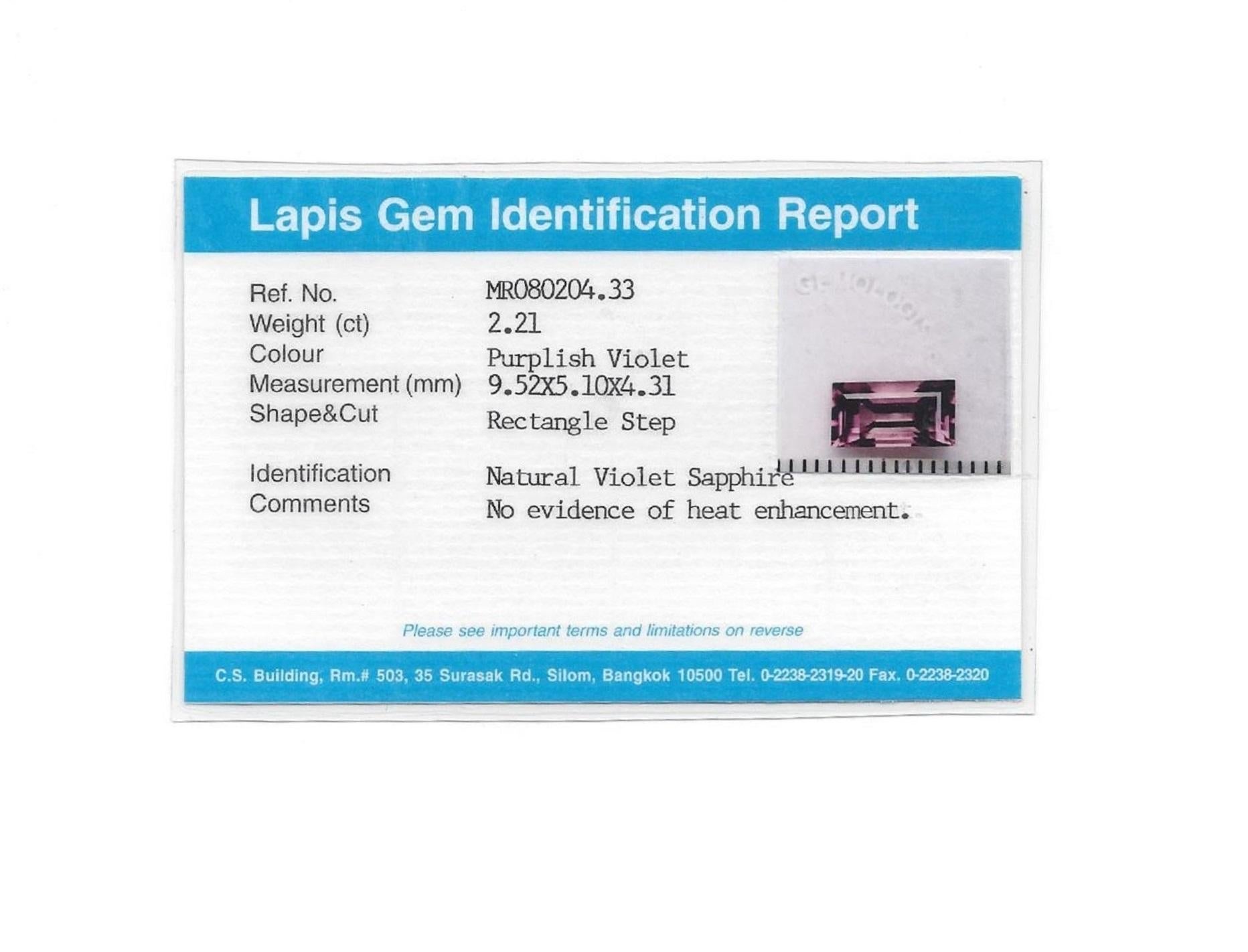 Goldring mit zertifiziertem 2,21 Karat unbehandeltem lila violettem Saphir und Diamant im Angebot 5