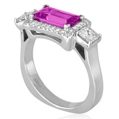 Certified 2.21 Carat No Heat Purplish Violet Sapphire Diamond Gold Ring
