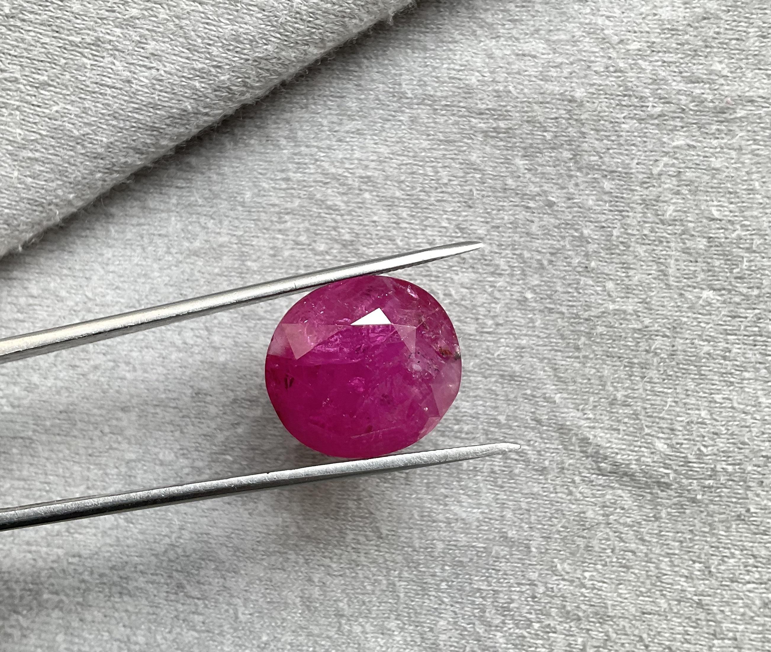 Oval Cut Certified 22.51 Carats No Heat Burmese Ruby Oval Faceted Cutstone Natural Gem For Sale