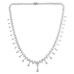 22.56 Ct Pear Diamond Fringe Graduation Choker Necklace 18K White Gold Necklace