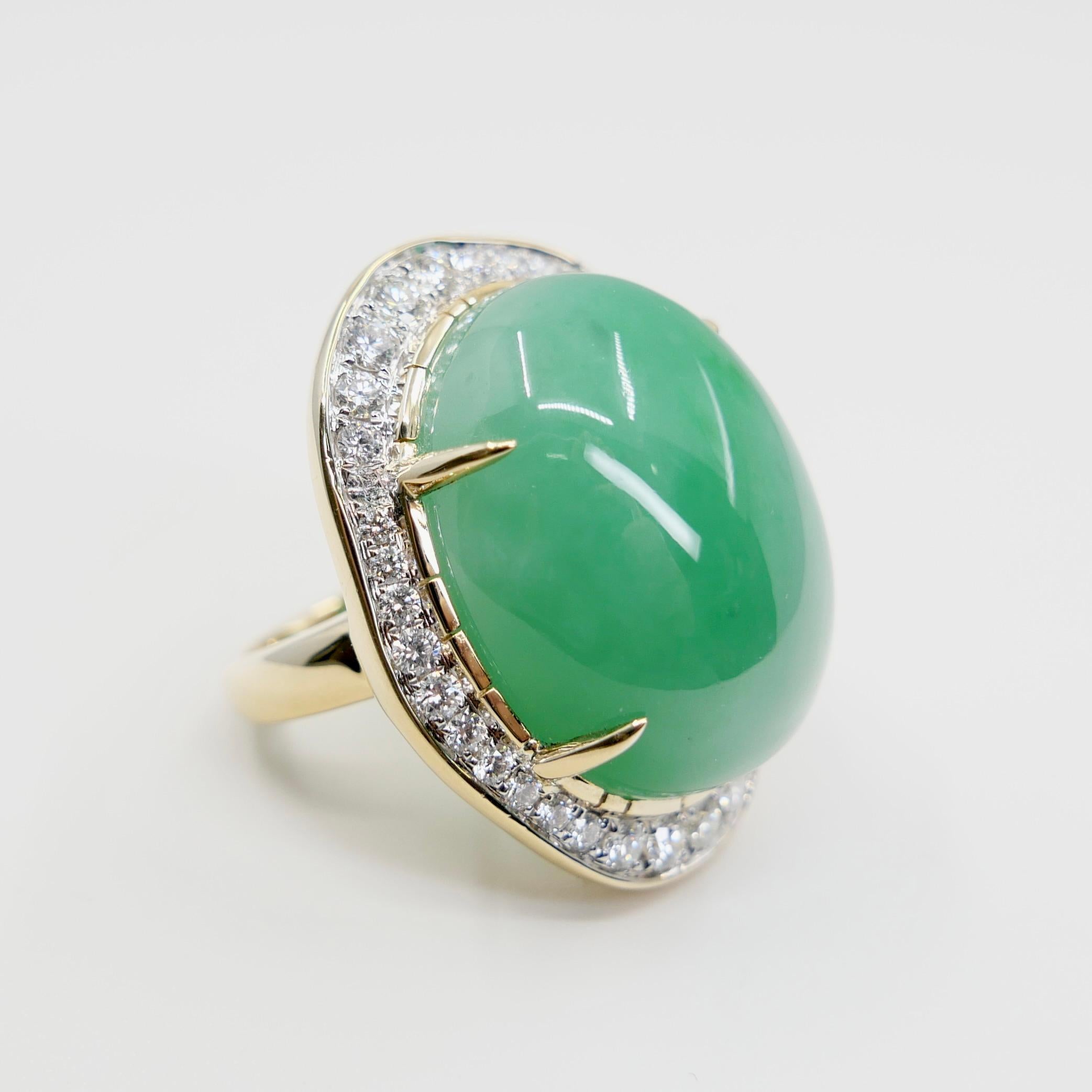 Cocktailring, zertifiziert 22,75 x 18 mm Jade & Diamant. Apfelgrün, massives Design! im Angebot 8