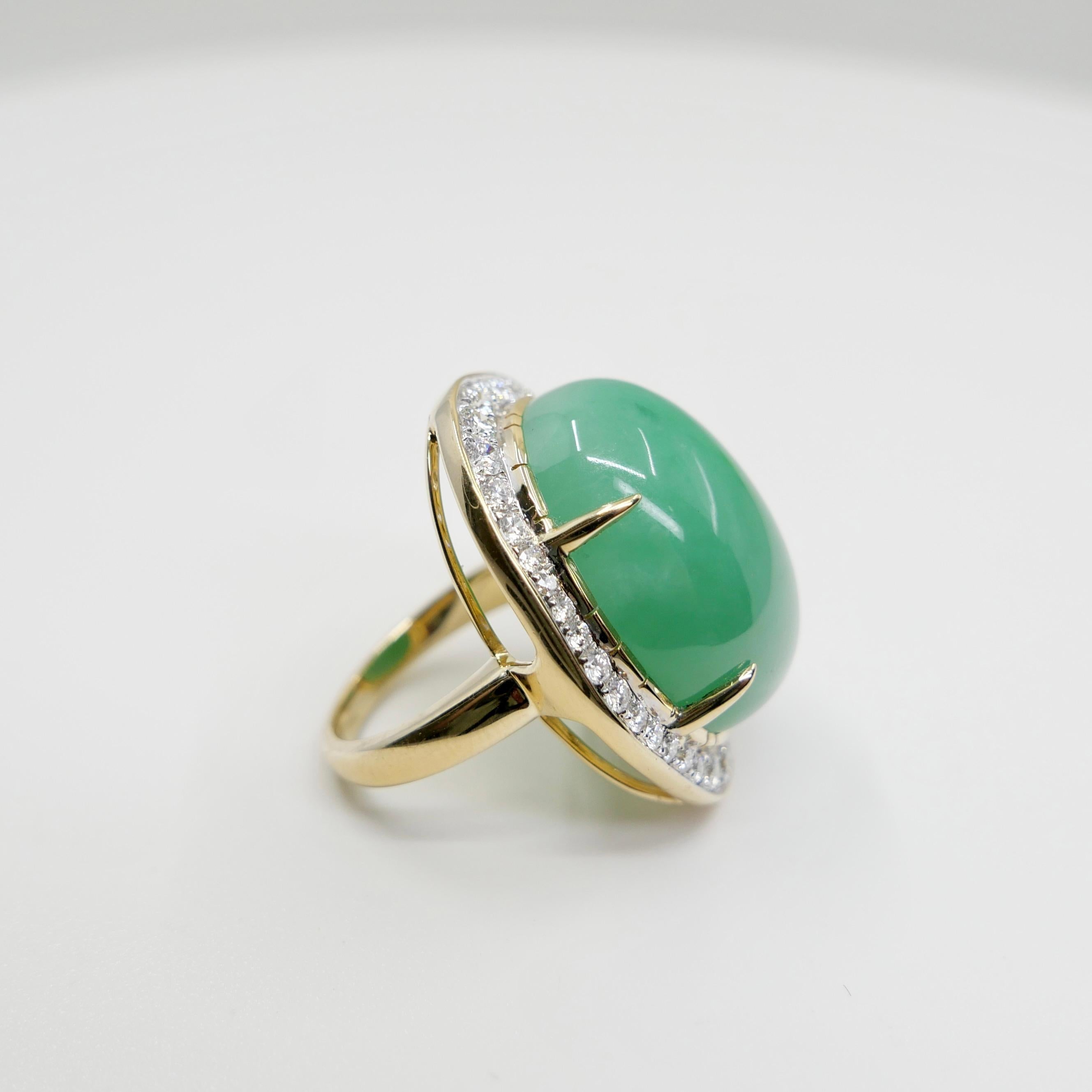 Cocktailring, zertifiziert 22,75 x 18 mm Jade & Diamant. Apfelgrün, massives Design! im Angebot 4