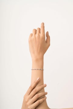 Certified 2.28ct Pear Cut Diamond Station Tennis Bracelet in 14K White Gold
