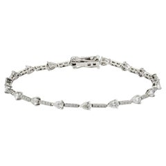 Certified 2.28ct Pear Cut Diamond Station Tennis Bracelet in 14K White Gold
