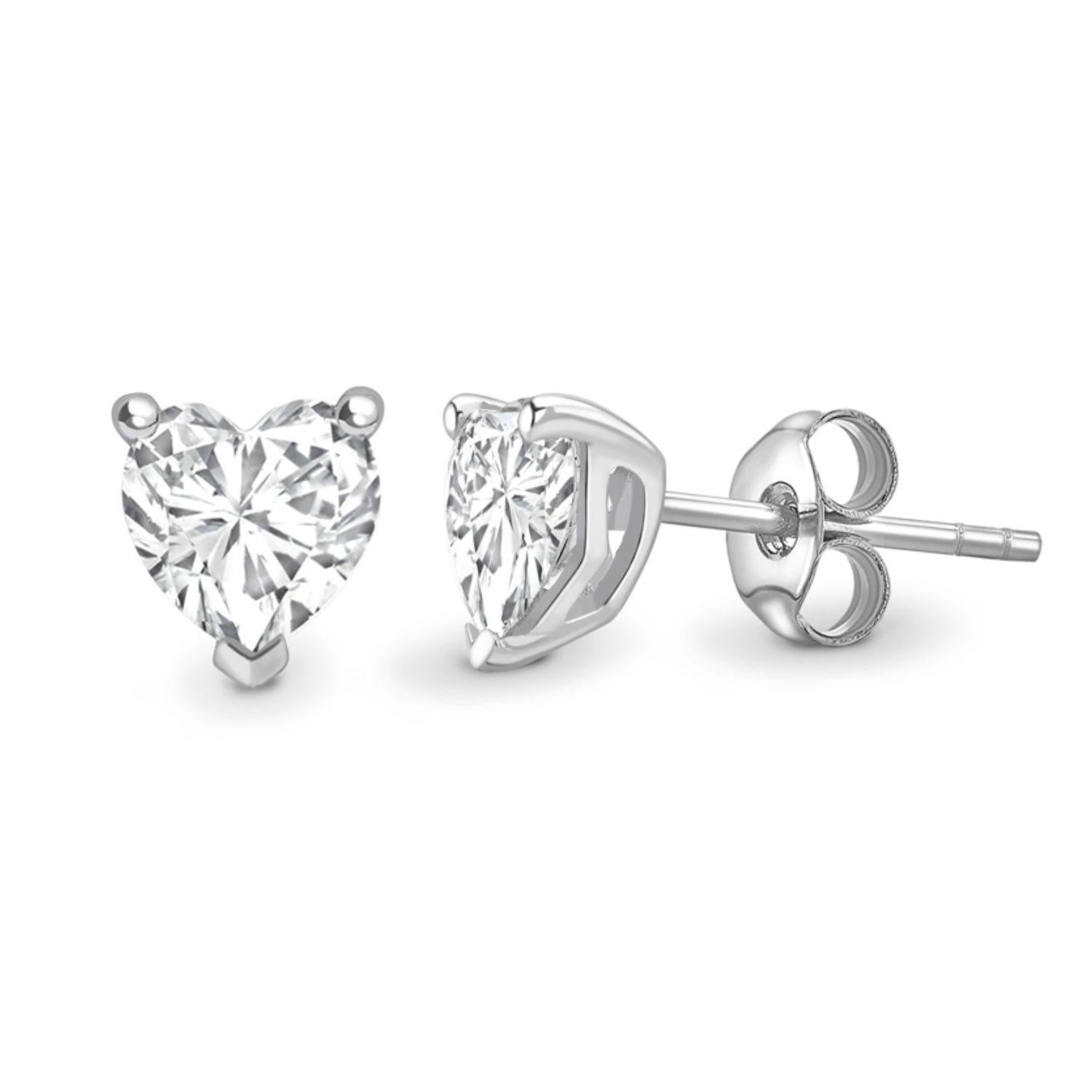 Zertifizierte 2,29 Karat Herzform F/G Farbe, VVS2 Diamant-Ohrstecker (Herzschliff)