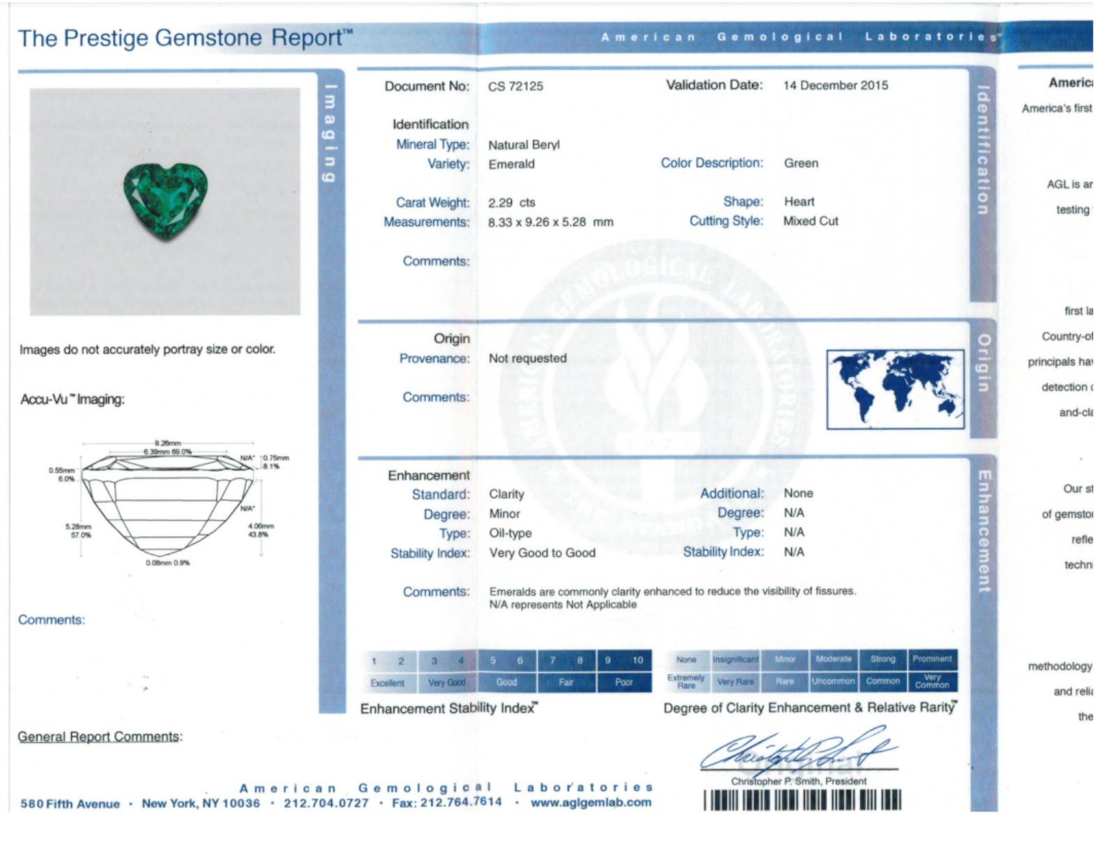 Heart Cut Certified 2.29 Carat Heart-Shaped Emerald and Diamond Halo Pendant Necklace For Sale