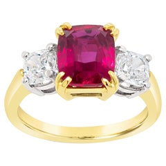 Certified 2.31 Carat No Heat Ruby & 1 Carat F-G VS1-2 Diamond 18 Karat Gold Ring
