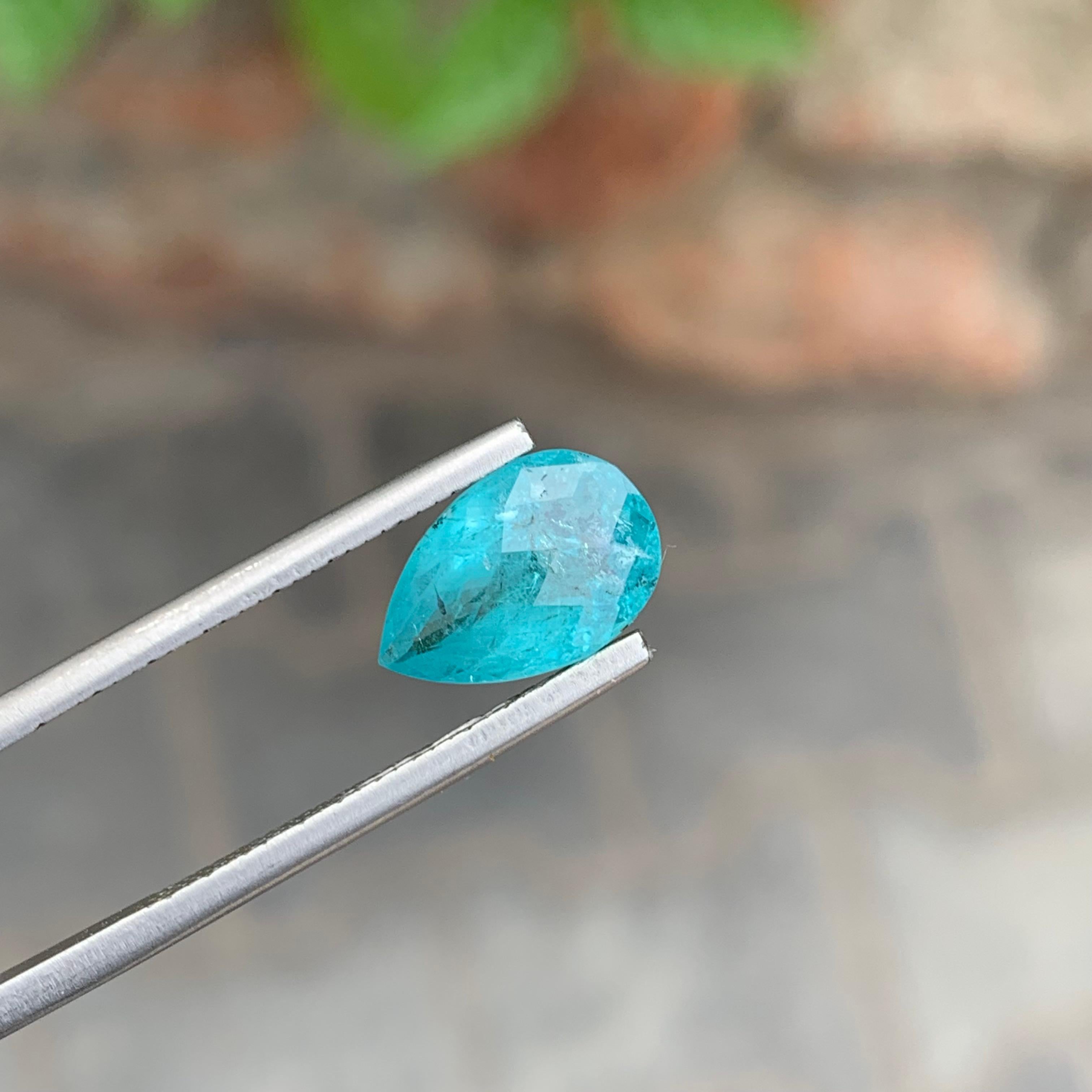 Certified 2.33 Carat Natural Neon Blue Loose Tourmaline Gem For Sale 4