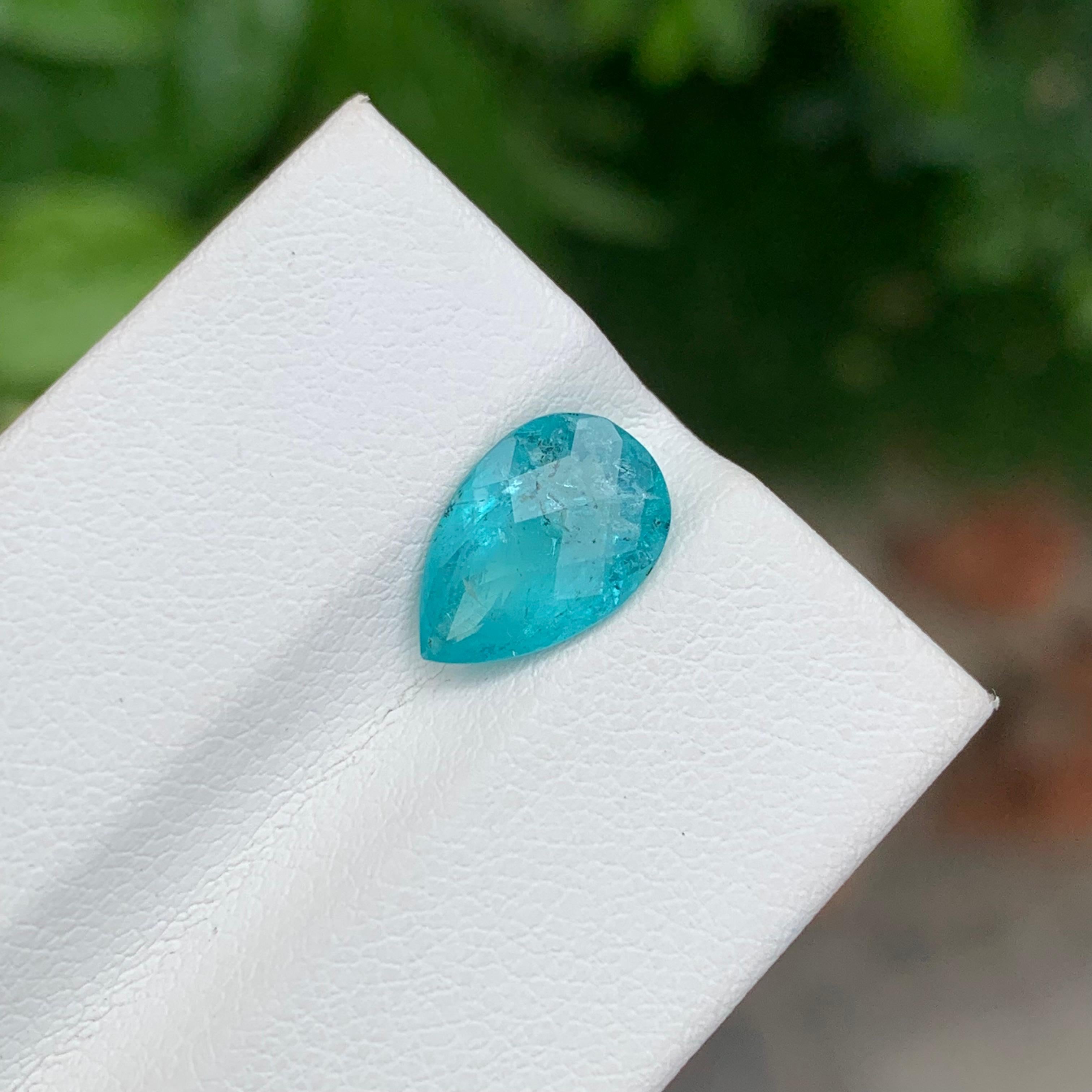 Arts and Crafts Certified 2.33 Carat Natural Neon Blue Loose Tourmaline Gem For Sale
