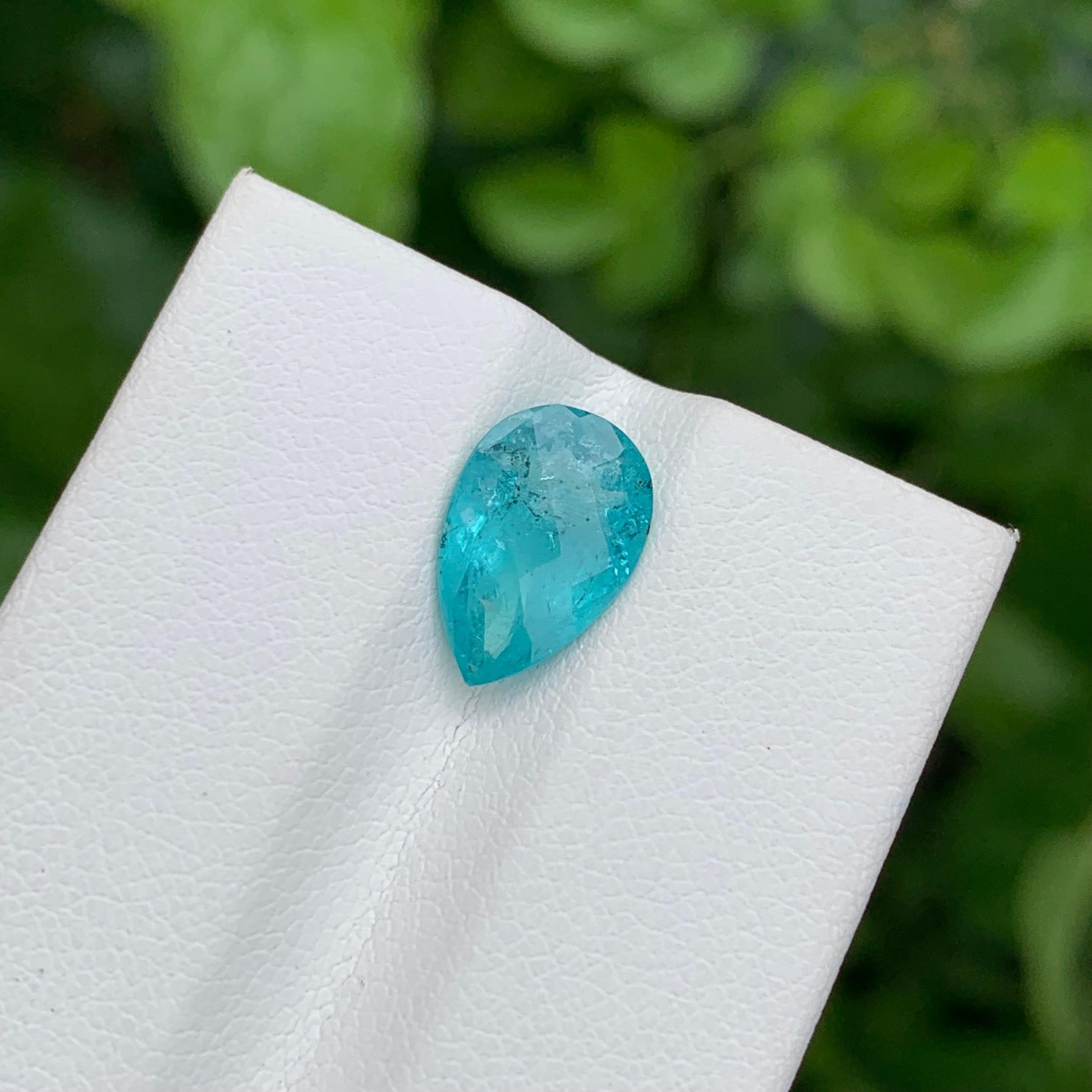 Women's or Men's Certified 2.33 Carat Natural Neon Blue Loose Tourmaline Gem For Sale