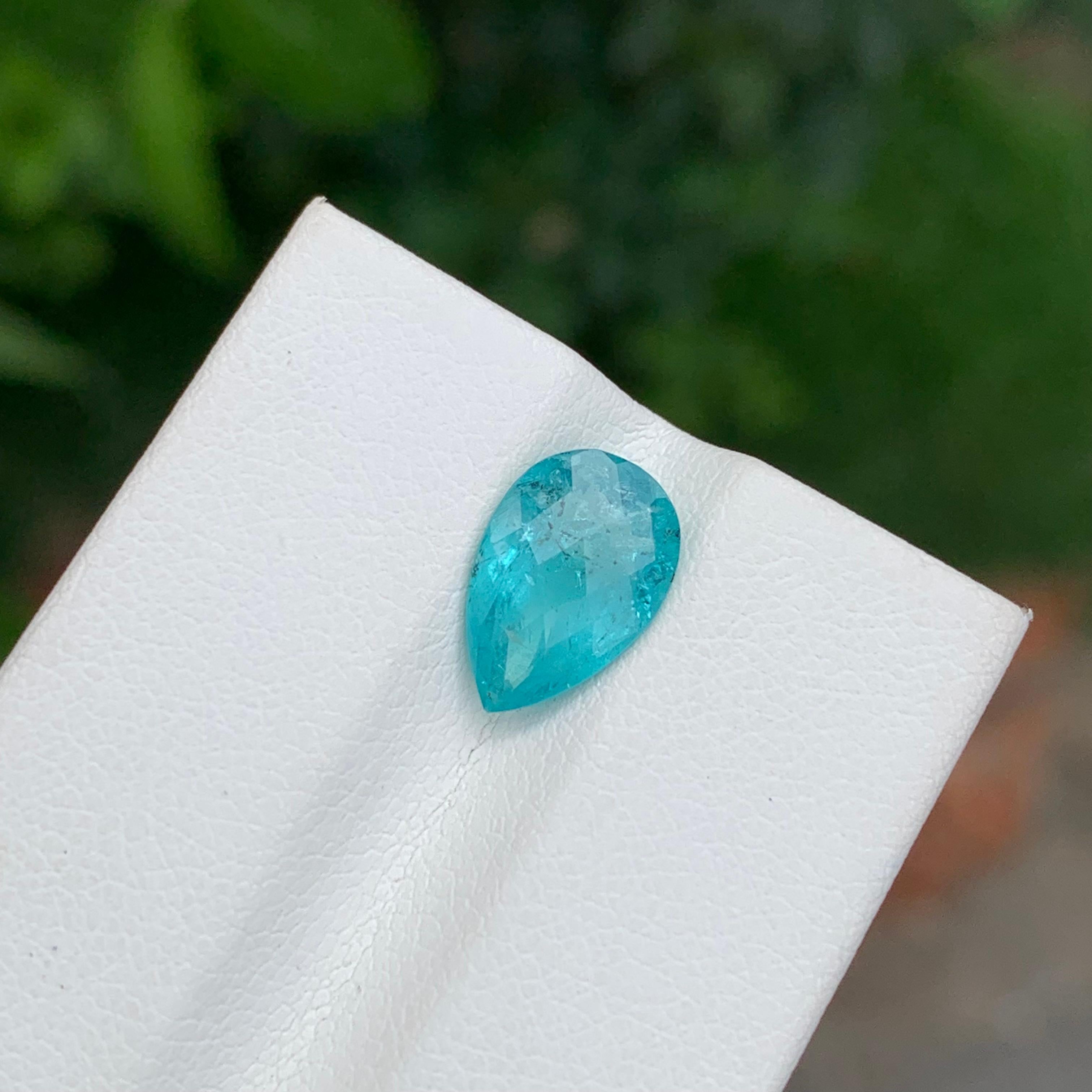 Certified 2.33 Carat Natural Neon Blue Loose Tourmaline Gem For Sale 1
