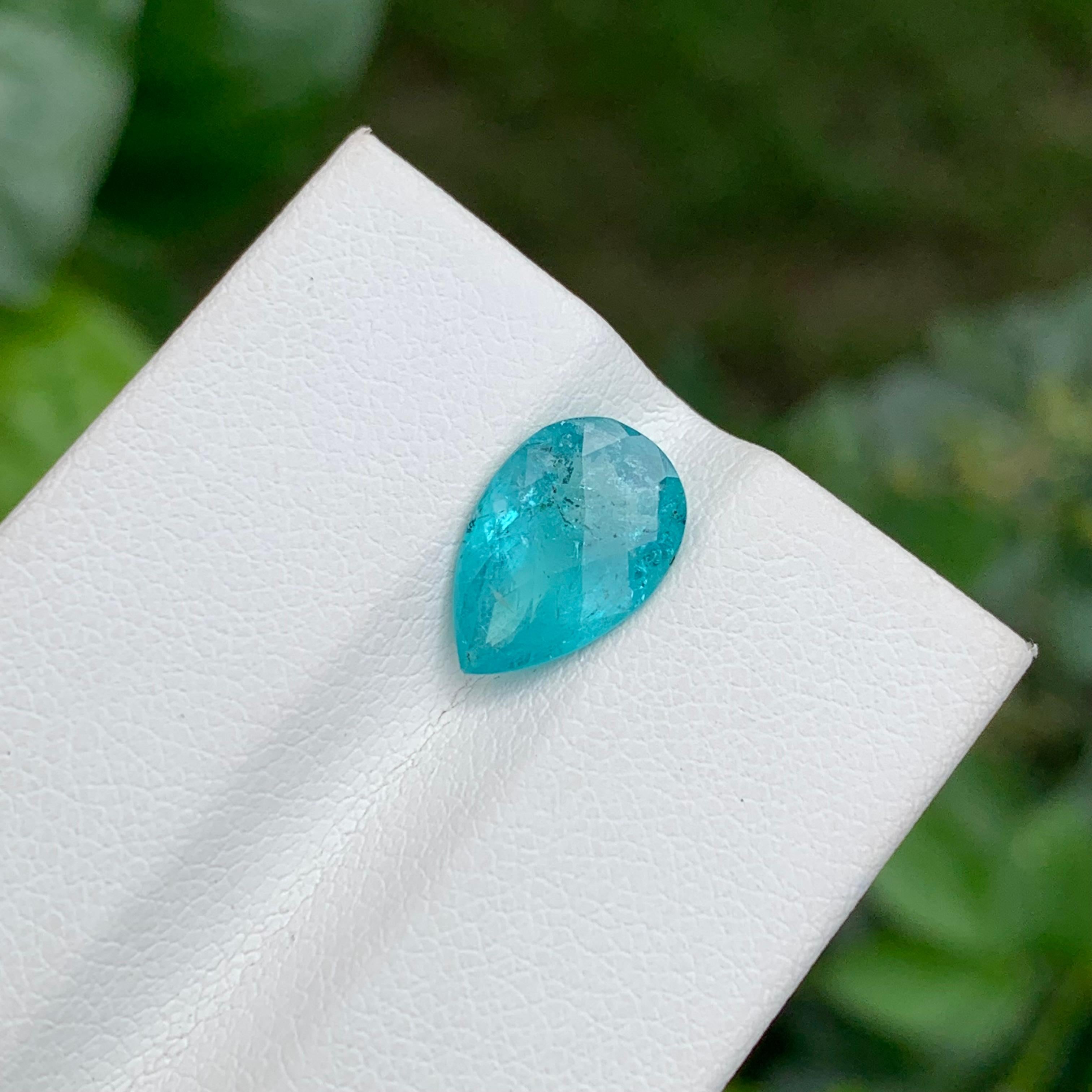 Certified 2.33 Carat Natural Neon Blue Loose Tourmaline Gem For Sale 2