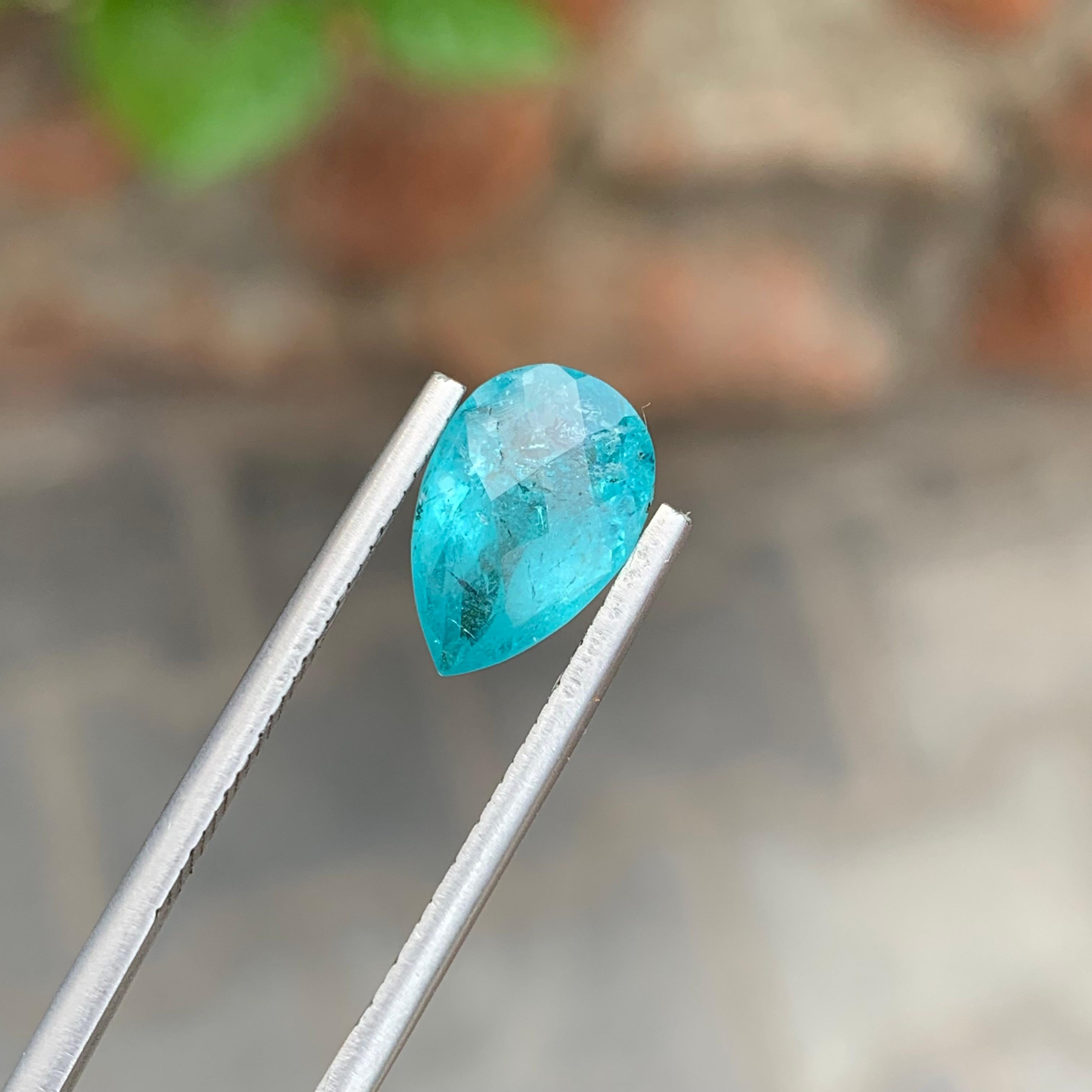 Certified 2.33 Carat Natural Neon Blue Loose Tourmaline Gem For Sale 3