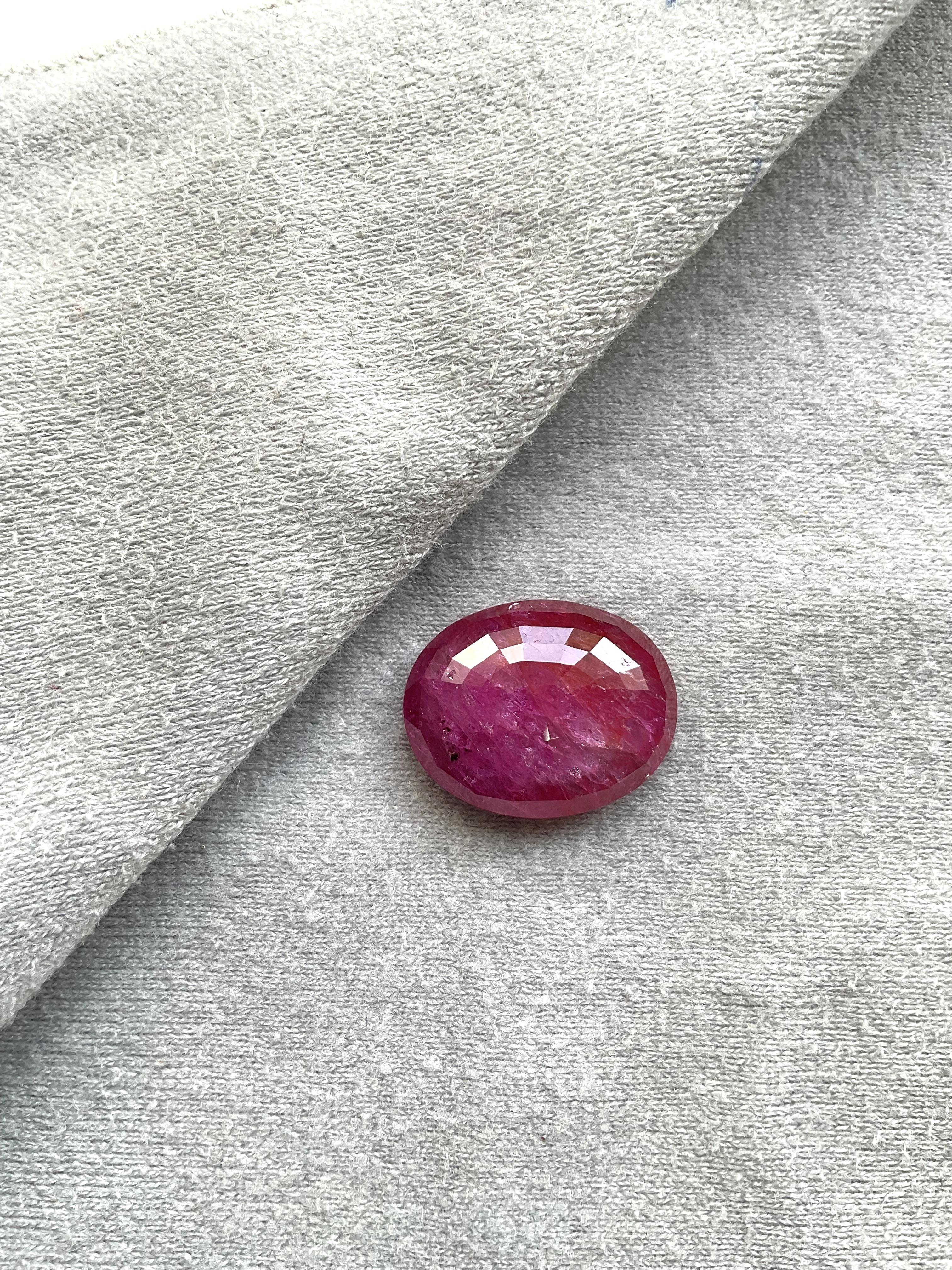 Art Deco Certified 23.46 Carats Mozambique Ruby Oval Faceted Cutstone No Heat Natural Gem For Sale