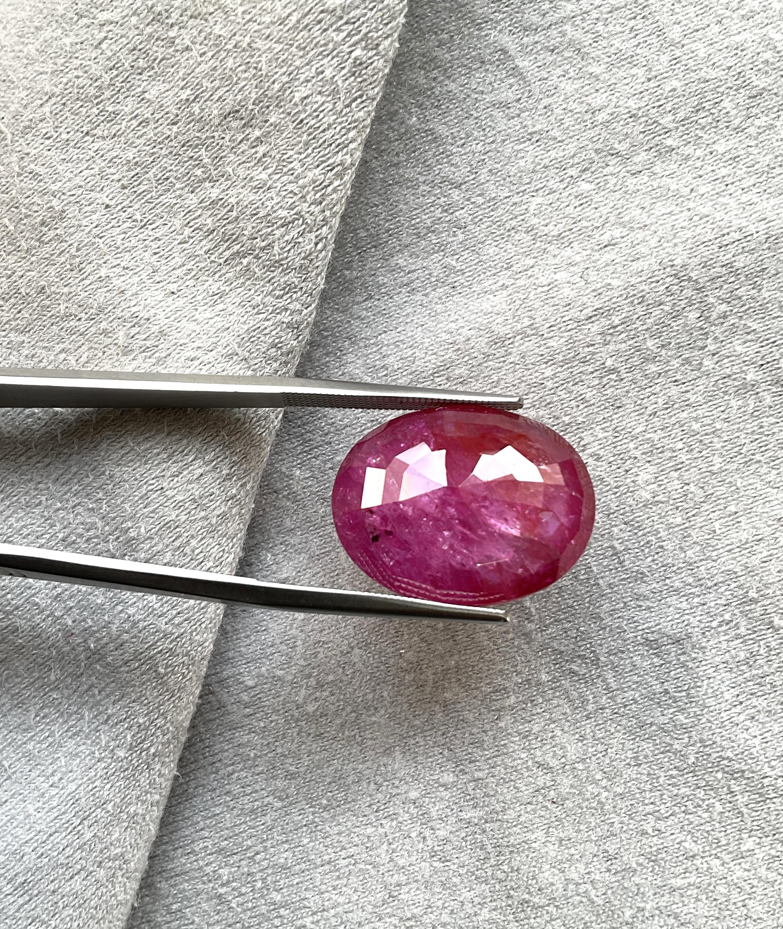 Oval Cut Certified 23.46 Carats Mozambique Ruby Oval Faceted Cutstone No Heat Natural Gem For Sale