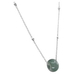 Certified 23.49 Cts Jade Donut Pendant, Custom Diamond Necklace, Water Green