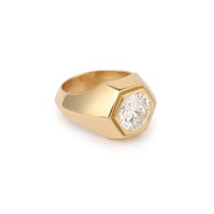 Certified 2.35 Carat Diamond 18 Carat Yellow Gold Signet Ring
