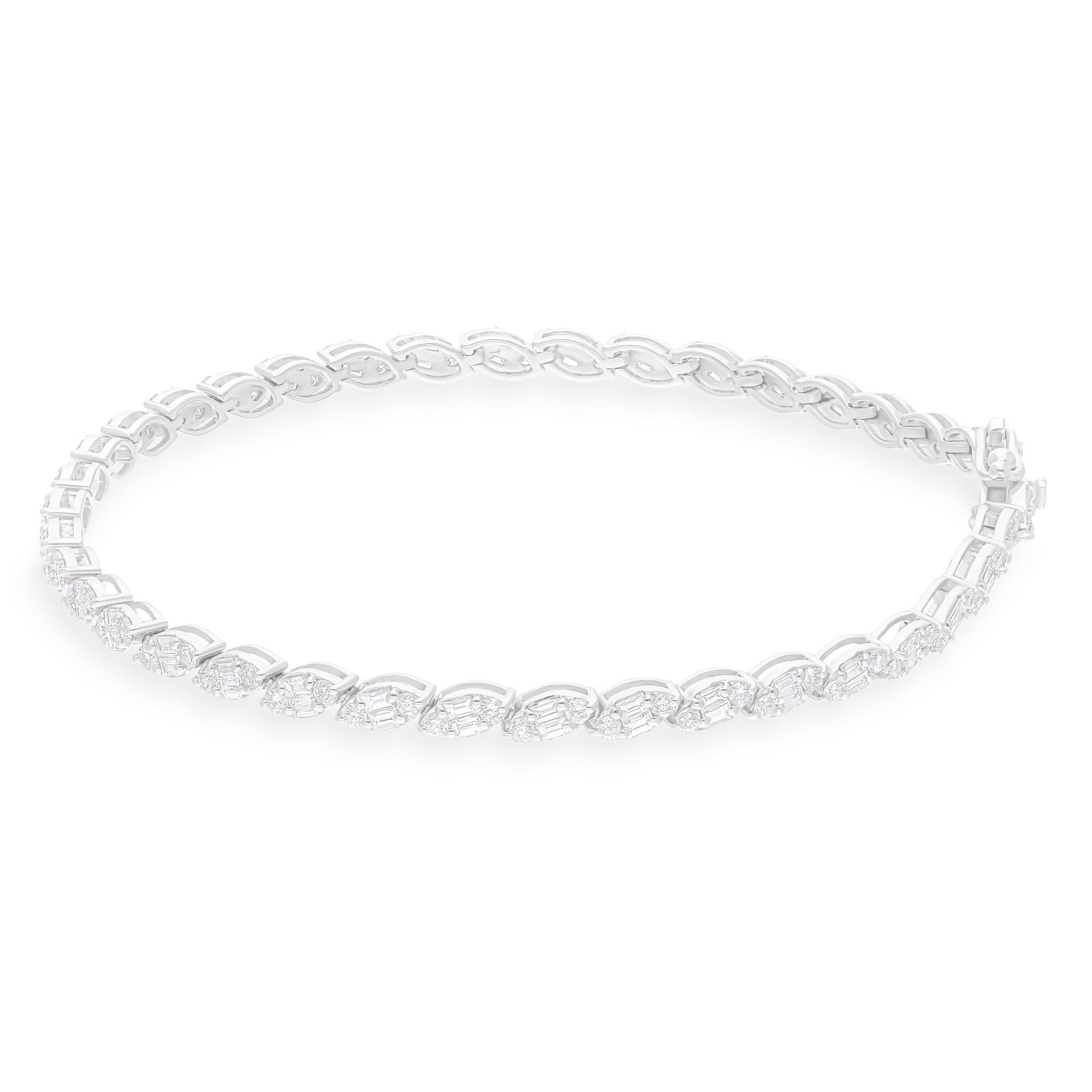 Pulsera de tenis con diamantes certificados de 2,35 qt en oro blanco de 14 quilates Joyería hecha a mano en Nuevo estado para la venta en Diera, Dubai