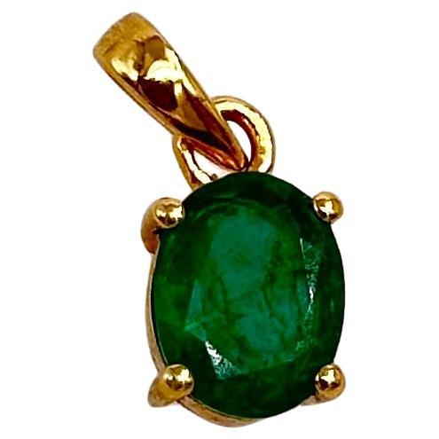 2.35ct Emerald Pendant 14k Gold Emerald Pendant Hallmark Natural Emerald Pendant