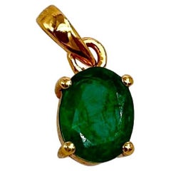 Used 2.35ct Emerald Pendant 14k Gold Emerald Pendant Hallmark Natural Emerald Pendant