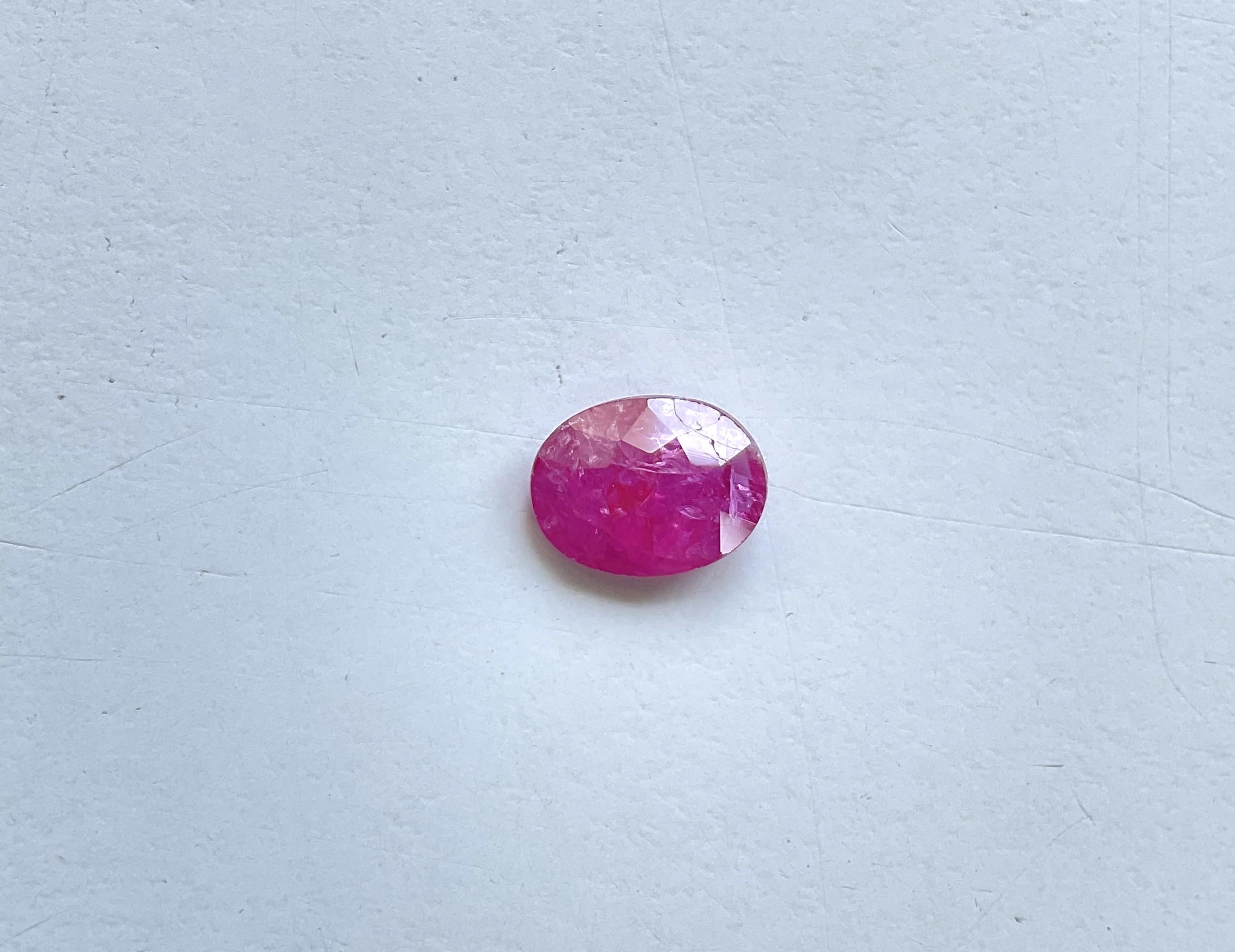 Certified 2.36 Carats Mozambique Ruby Oval Faceted Cut stone No Heat Natural Gem For Sale 3