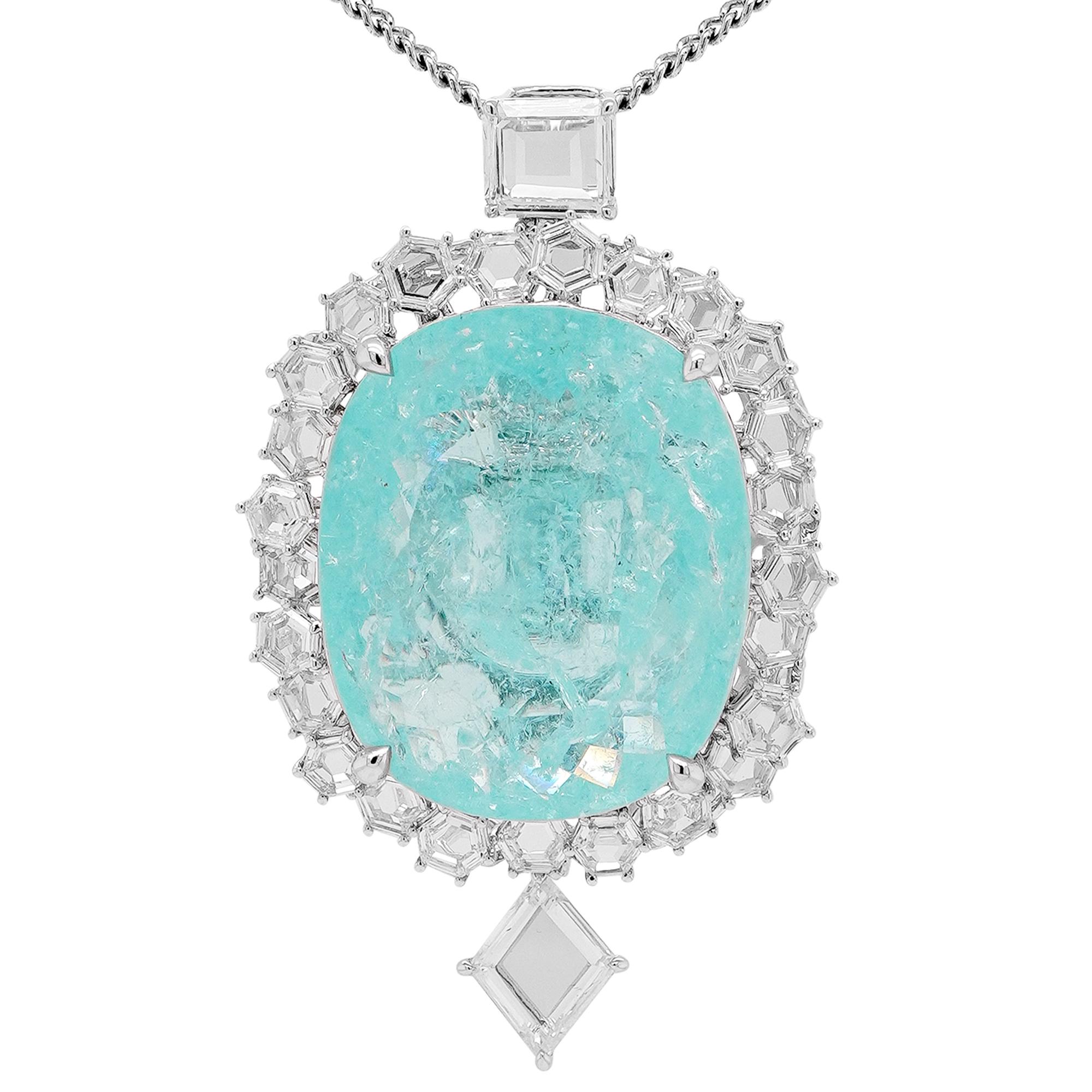 Art nouveau Chef d'oeuvre transformable certifié 24 cts Mozambique Paraiba & 8.26 cts Diamant en vente