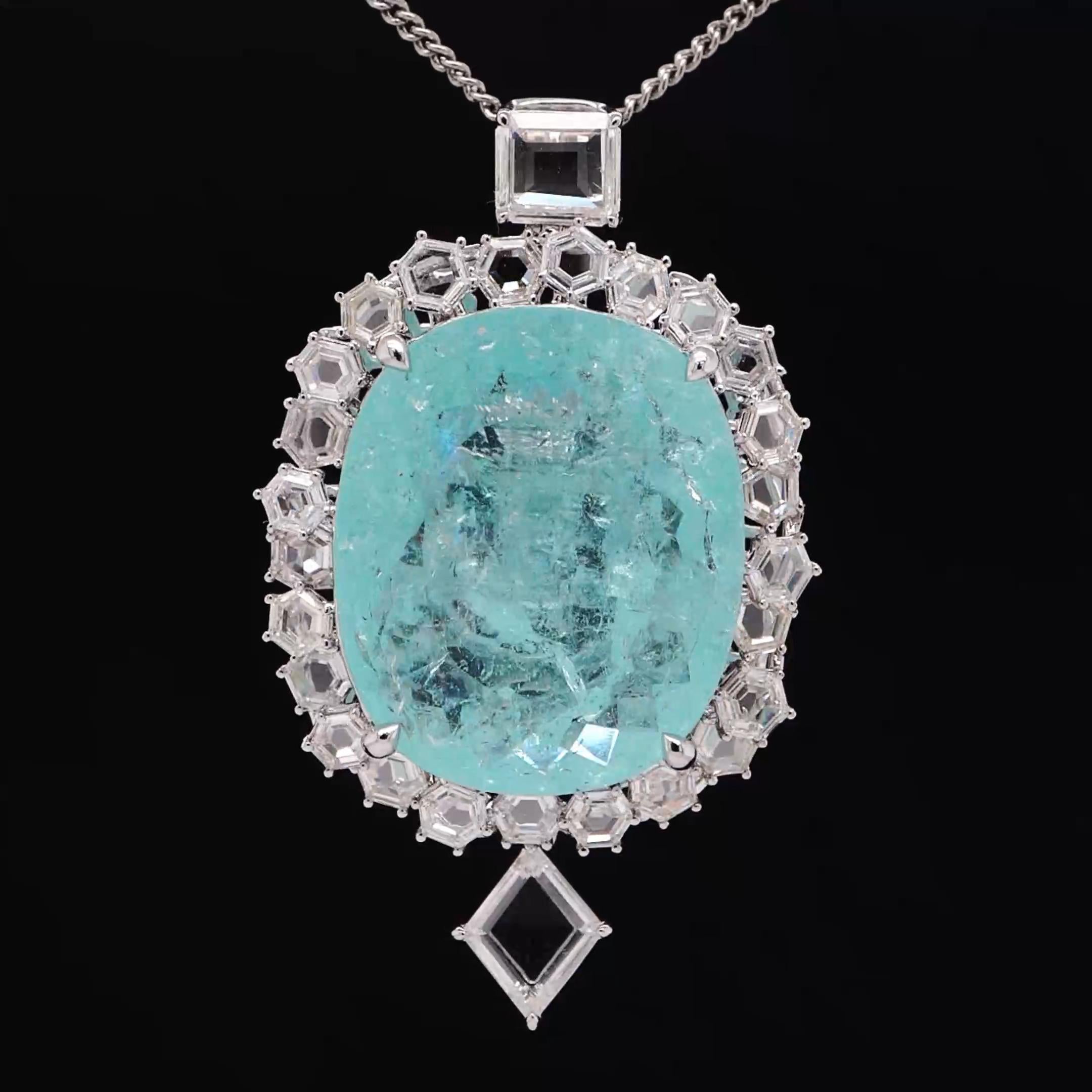 Chef d'oeuvre transformable certifié 24 cts Mozambique Paraiba & 8.26 cts Diamant Unisexe en vente