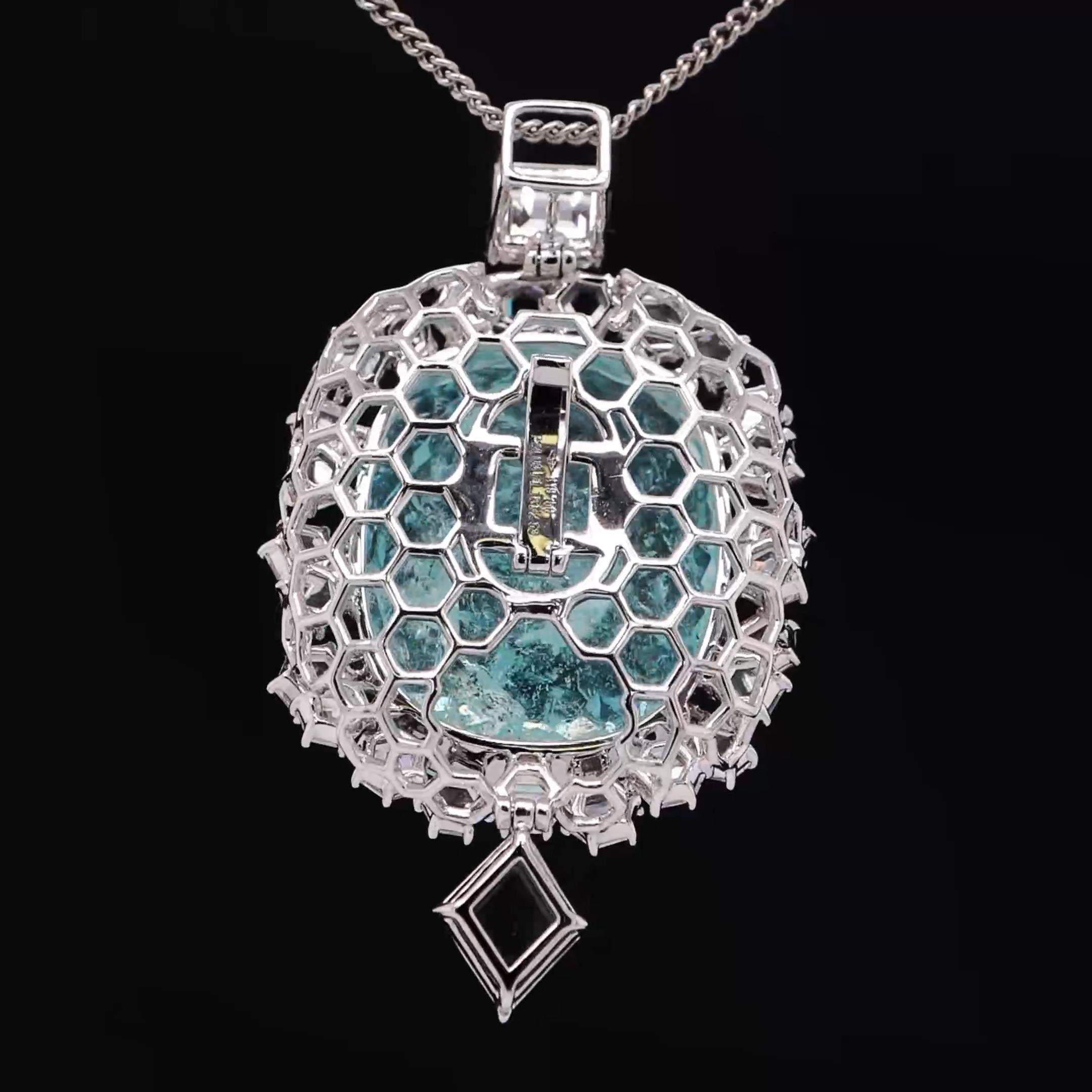 Chef d'oeuvre transformable certifié 24 cts Mozambique Paraiba & 8.26 cts Diamant en vente 1