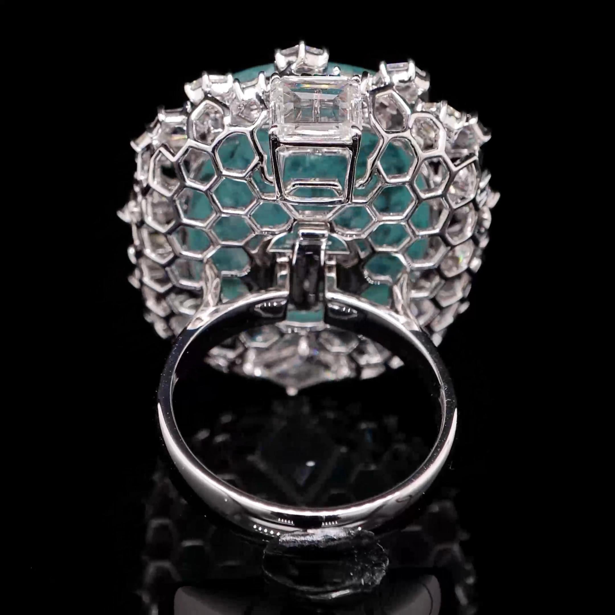Chef d'oeuvre transformable certifié 24 cts Mozambique Paraiba & 8.26 cts Diamant en vente 2