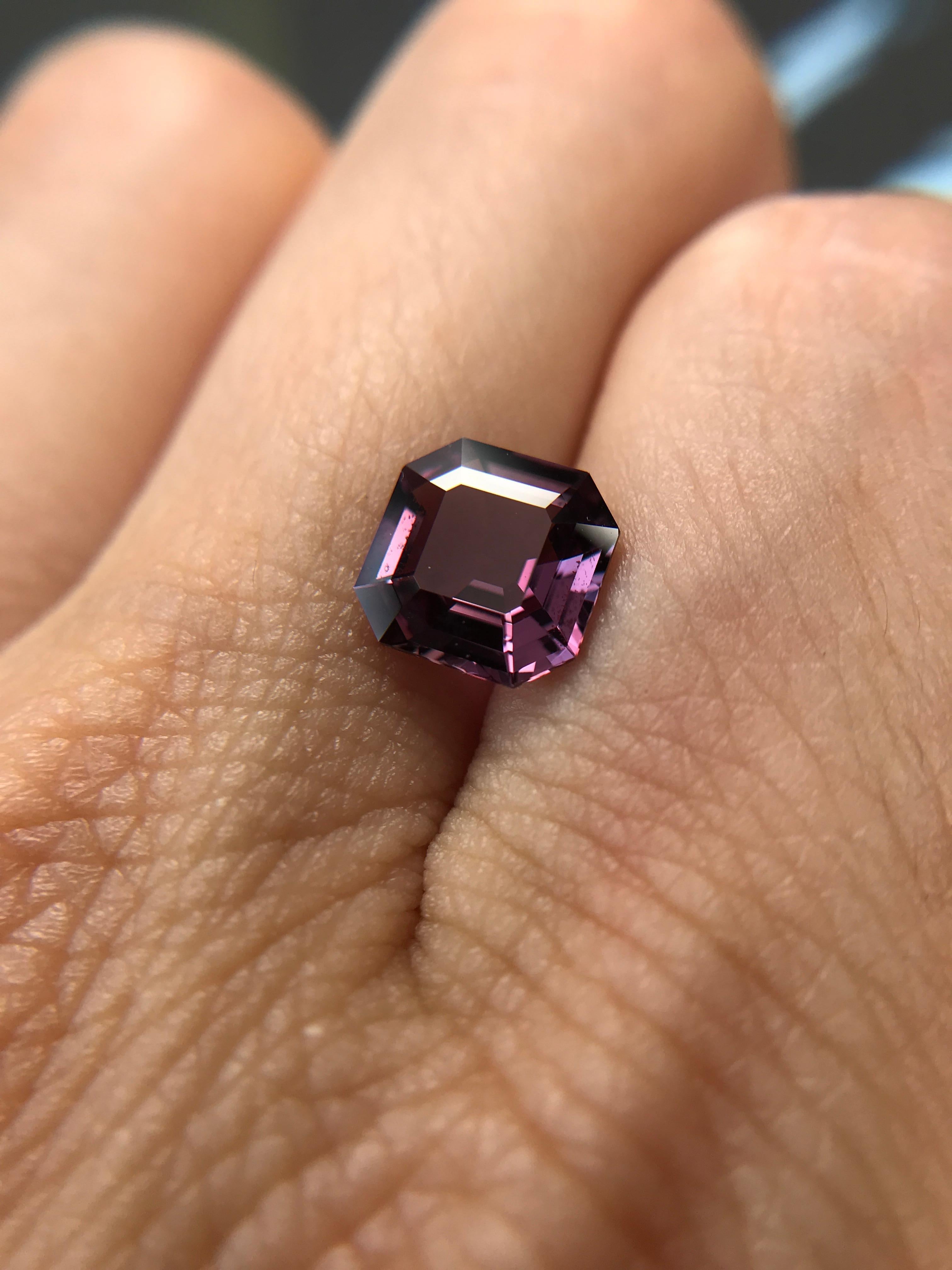 Striking 2.40 carat natural asscher cut fancy sapphire in a pinkish-purple colour. This fancy sapphire is perfect for an eye-catching pendant or stylish ring.

We specialise in colour gemstones and offer a bespoke jewellery service. The production