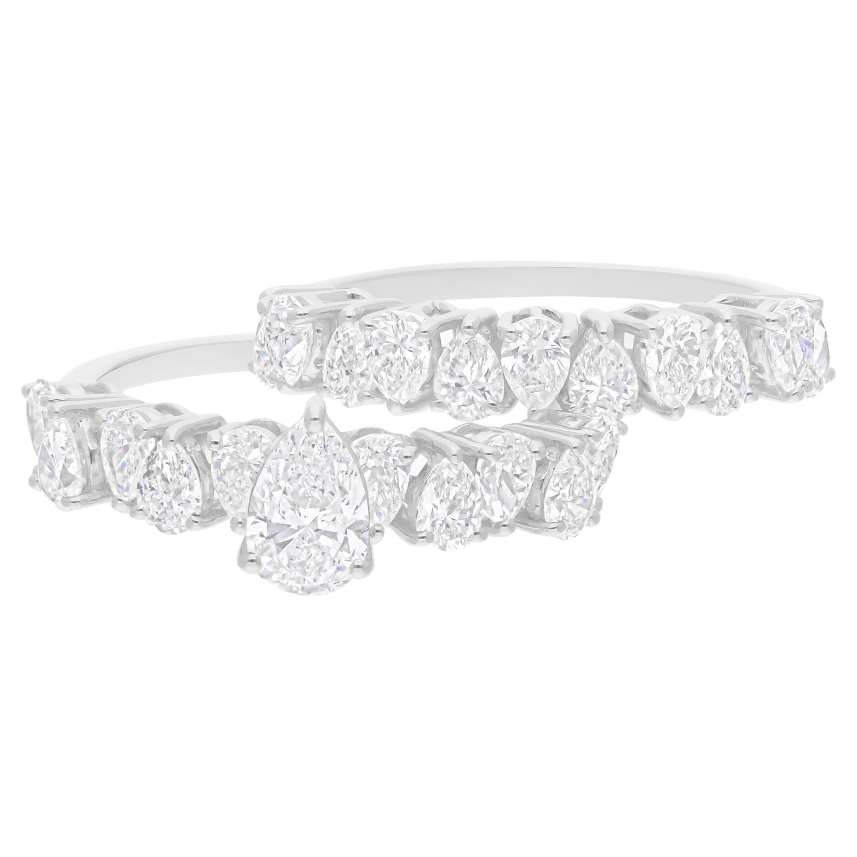 Certified 2.42 Ct Diamond 14k White Gold Bridal Wedding Band Ring Set of 2
