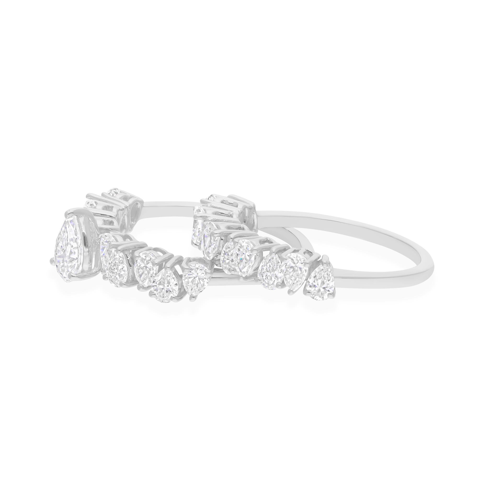 For Sale:  Certified 2.42 Ct Diamond 18k White Gold Bridal Wedding Band Ring Set of 2 4