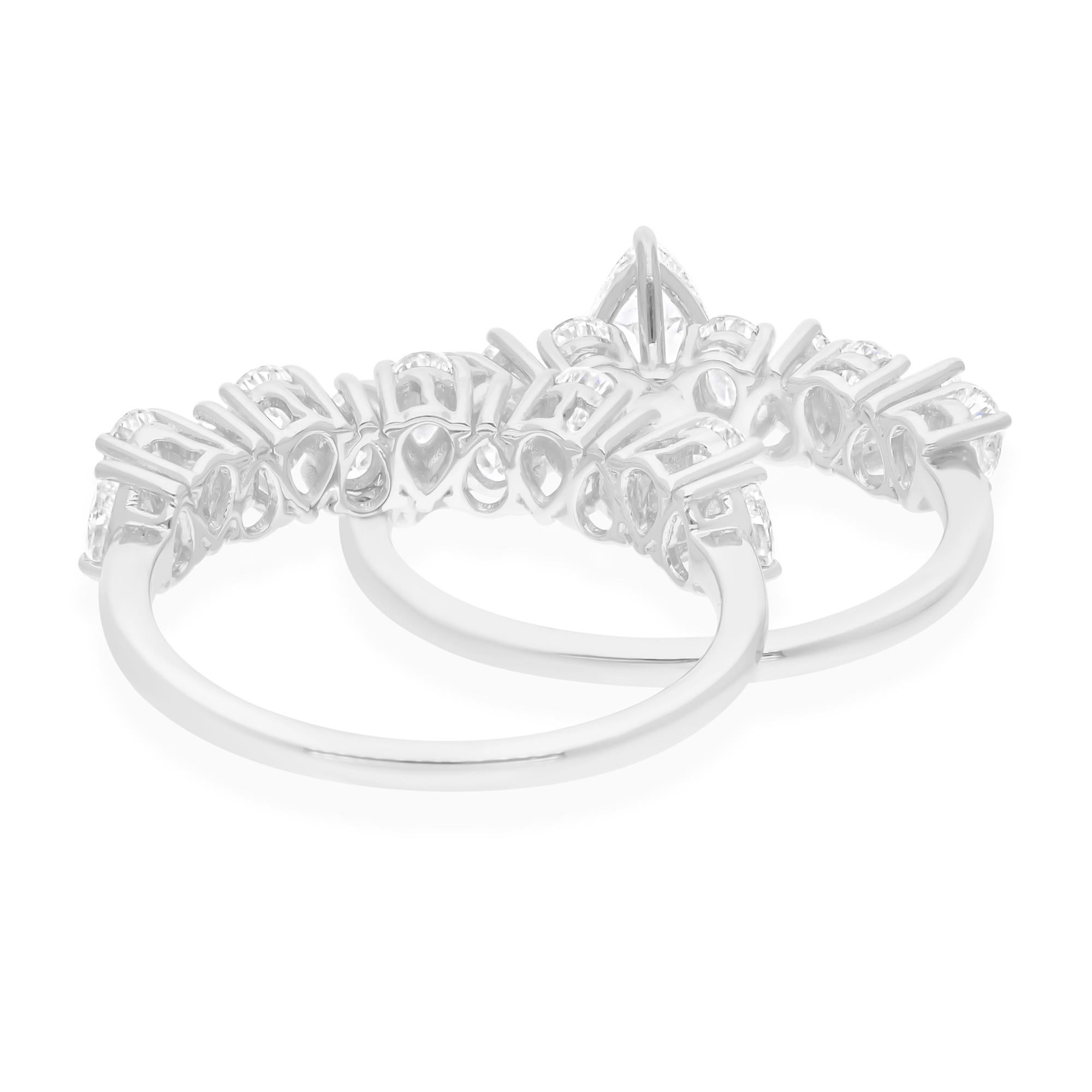 For Sale:  Certified 2.42 Ct Diamond 18k White Gold Bridal Wedding Band Ring Set of 2 5