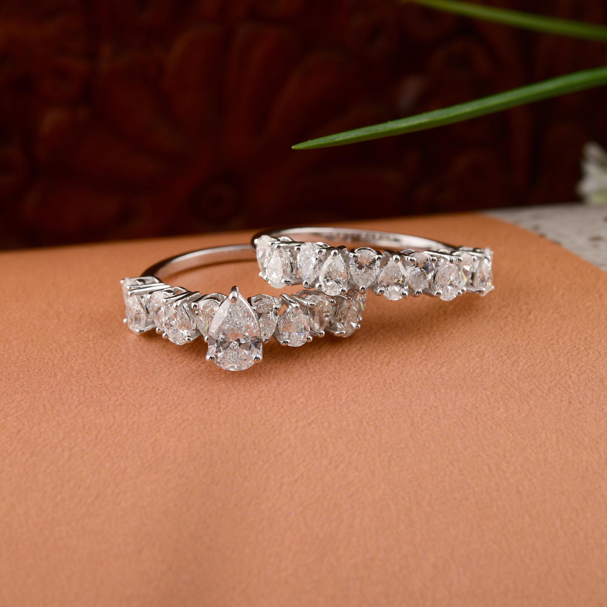 For Sale:  Certified 2.42 Ct Diamond 18k White Gold Bridal Wedding Band Ring Set of 2 6