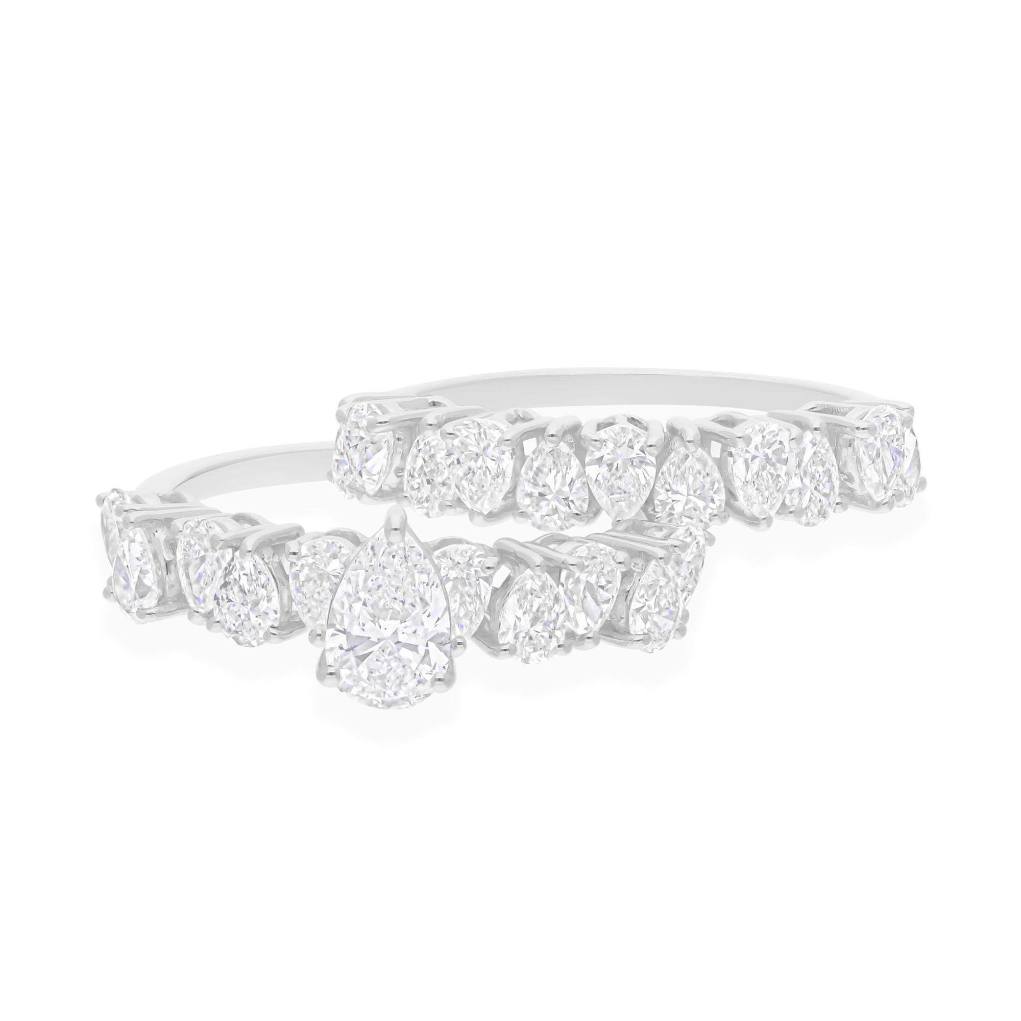 For Sale:  Certified 2.42 Ct Diamond 18k White Gold Bridal Wedding Band Ring Set of 2