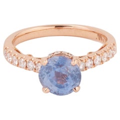 Certified 2.44 Carats Unheated Sapphire Diamonds 18 Carats Rose Gold Ring