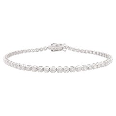 Certified 2.44 CTW Sleek Diamond Tennis Bracelet for Wedding in 18k White Gold