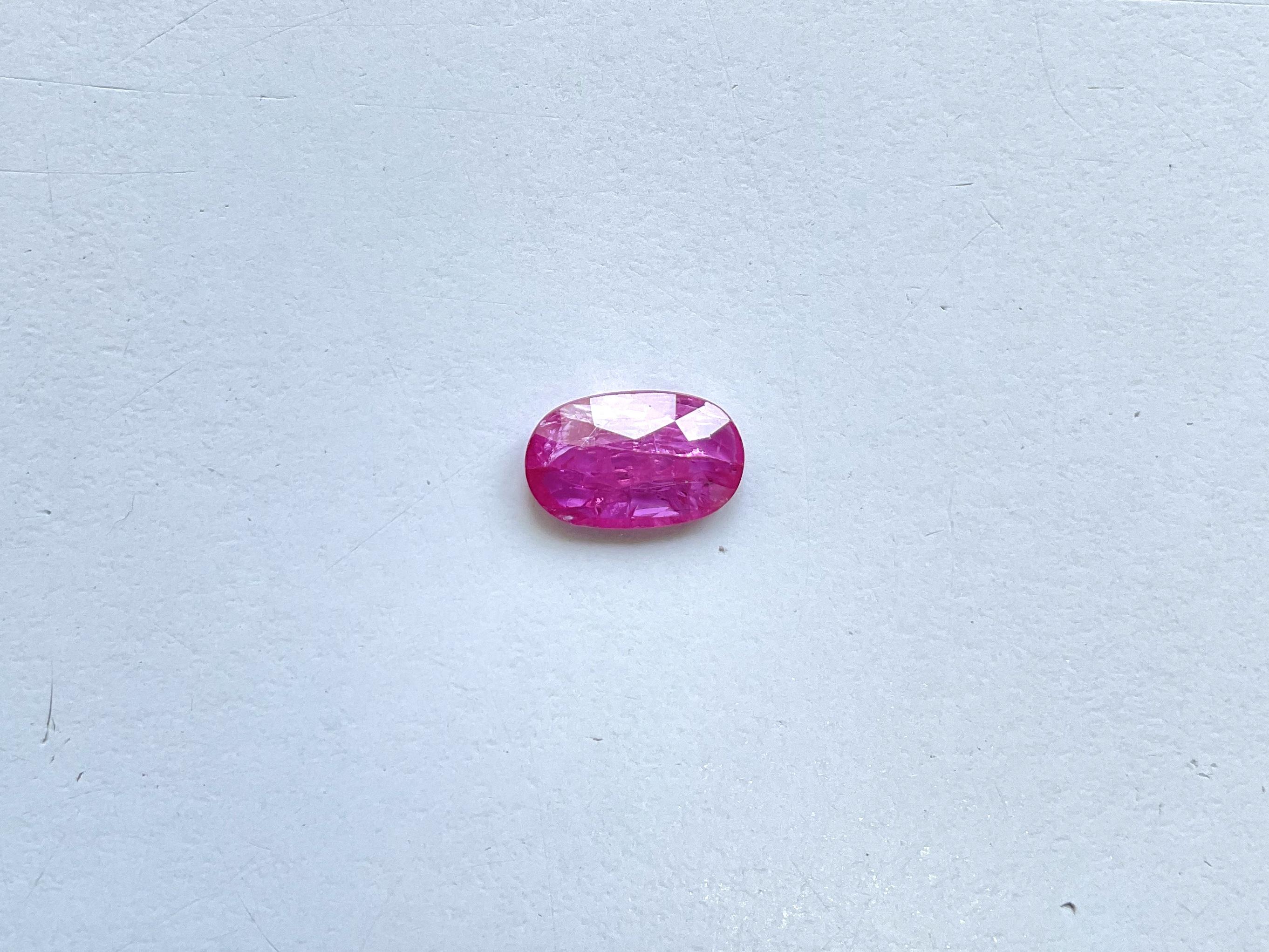 Certified 2.47 Carats Mozambique Ruby Oval Faceted Cut stone No Heat Natural Gem For Sale 2