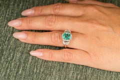 Certified 2.47 Carat Colombian Emerald Diamond 18 Karat White Gold Cocktail Ring