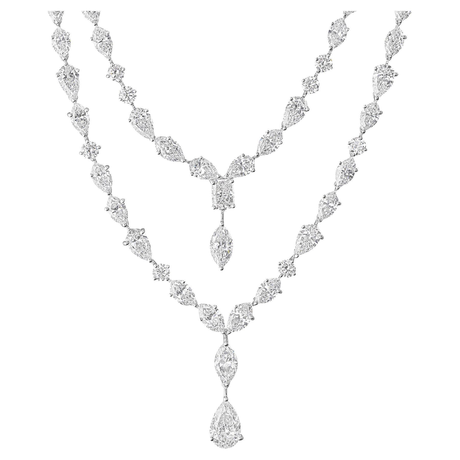 Zertifizierte 24,94 Naturdiamanten Double Layered Wedding Necklace 18k Weißgold im Angebot