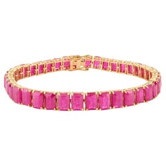 Zertifiziertes 24,95 CTW Oktagon-Rubin-Tennisarmband in 14k Gelbgold Brautgeschenk