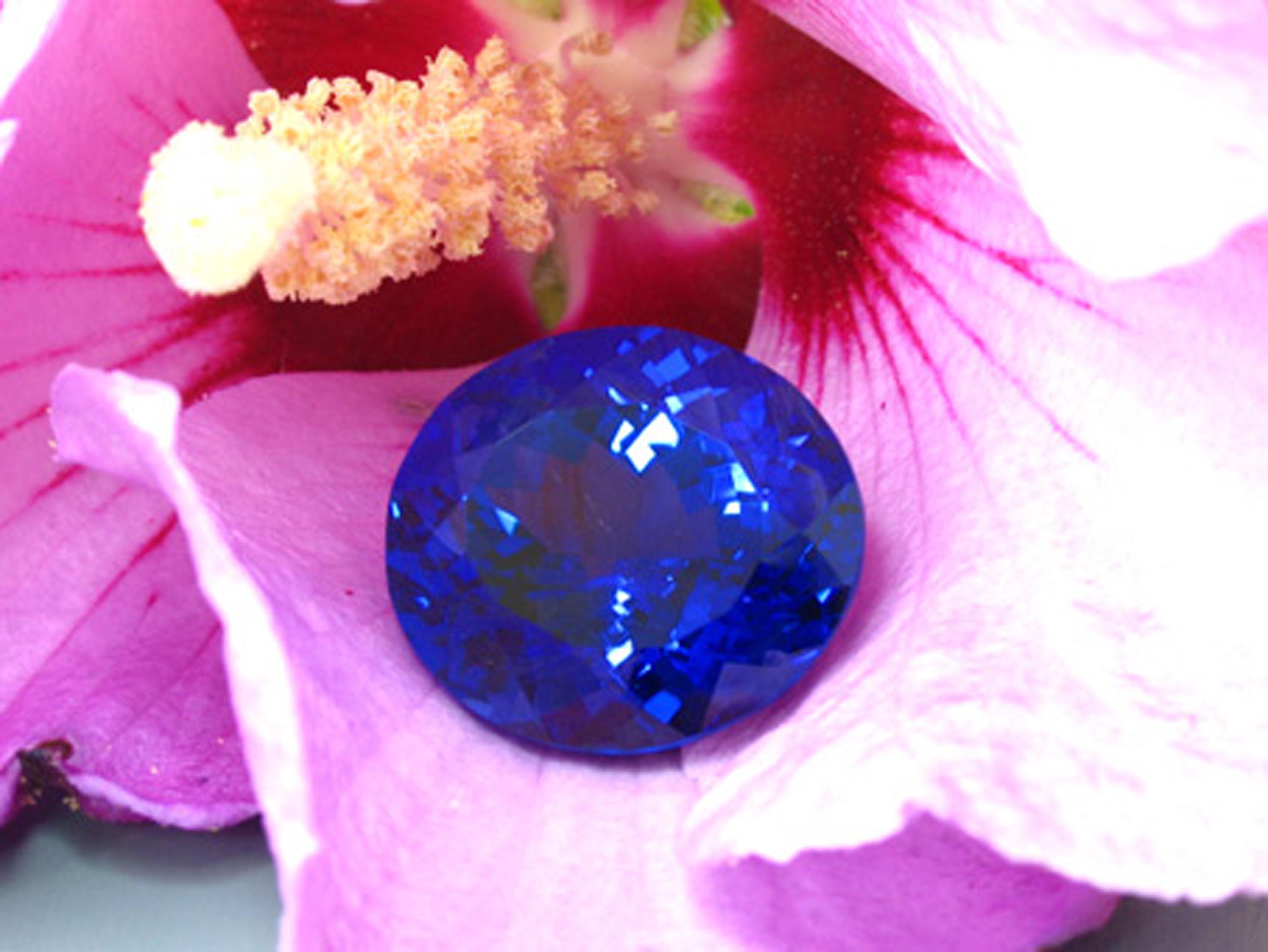 Tanzanite bleue brillante certifiée 24,97 carats du début des années 1990 ! en vente 6