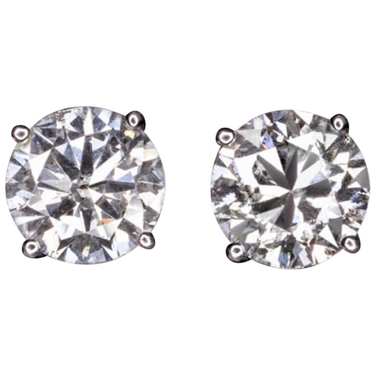 Certified 2.50 Carat Diamond Stud Earrings