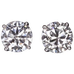 Certified 2.50 Carat Diamond Stud Earrings